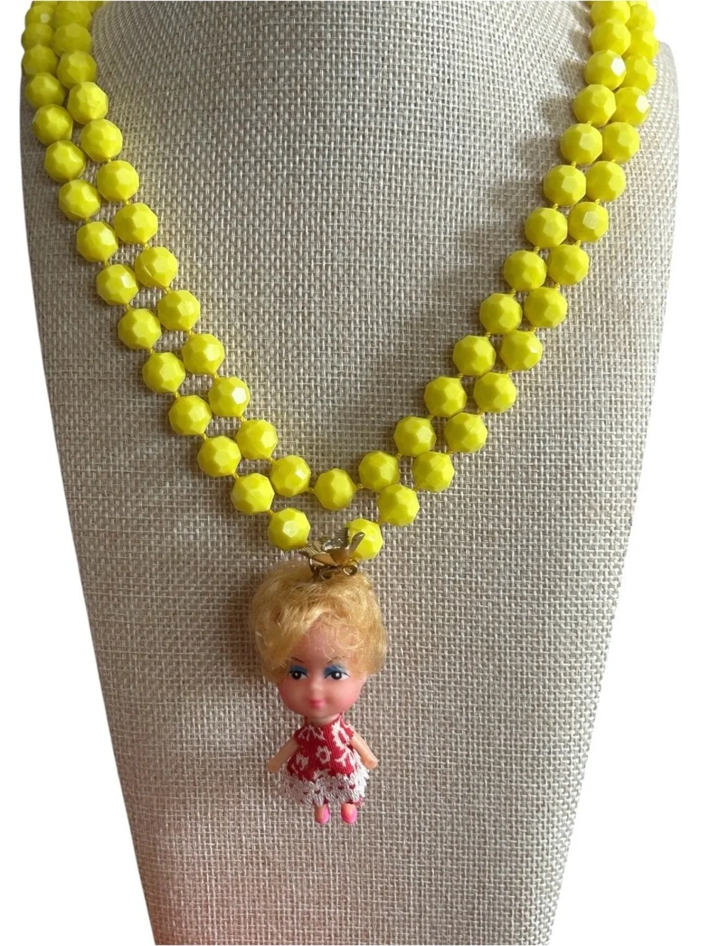 Vintage Deadstock Kiddle Clone Doll Assemblage Necklace.  One of a Kind